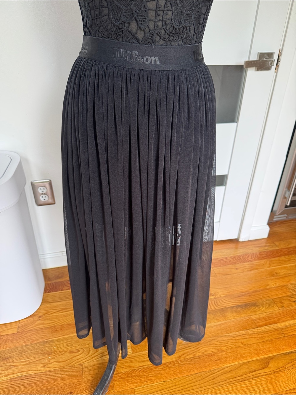 Wilson Black Sheer Pleated Maxi Skirt
